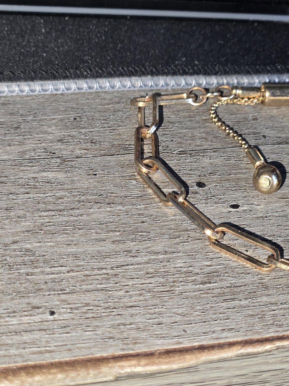 Gold Link Chain Bracelet - Rectangular Links
